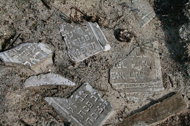 Damaged gravestones